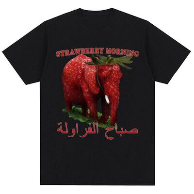 Strawberry Elephant italian Brainrot脑腐草莓大象短袖T恤男女