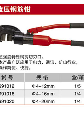 耐世液压钢筋钳  手动液压剪刀 991012 991016 991020