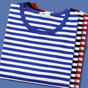 短袖 打底衫 t恤春夏怀旧海魂衫 青少年印花半袖 条纹纯棉海军衫 男士