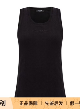 balmain巴尔曼 26春夏黑色女士圆领背心正品代购GF0EB075BD10EAP