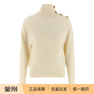 FF0KF100 代购 balmain巴尔曼 25秋冬杏色高领羊毛女士针织毛衣正品