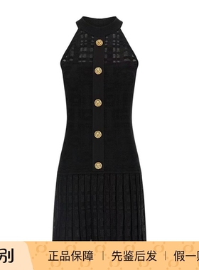 balmain巴尔曼 26春夏 黑色女士无袖连衣裙正品代购GF1R3375KJ360