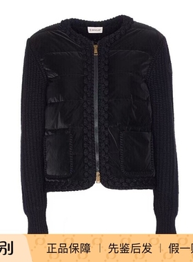 moncler盟可睐 25秋冬 黑色女士针织拼接羽绒服正品代购K20939B00