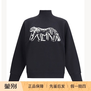 FF0JQ050 代购 Balmain巴尔曼 25秋冬黑色高领女士印花套头卫衣正品