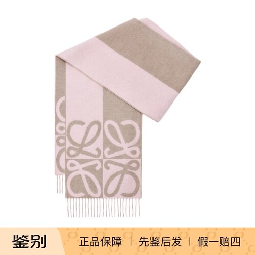 罗意威秋冬粉色羊毛流苏围巾