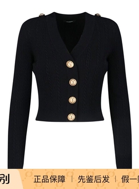 balmain/巴尔曼 25秋冬黑色女士针织开衫正品代购FF1KL245KI500PA