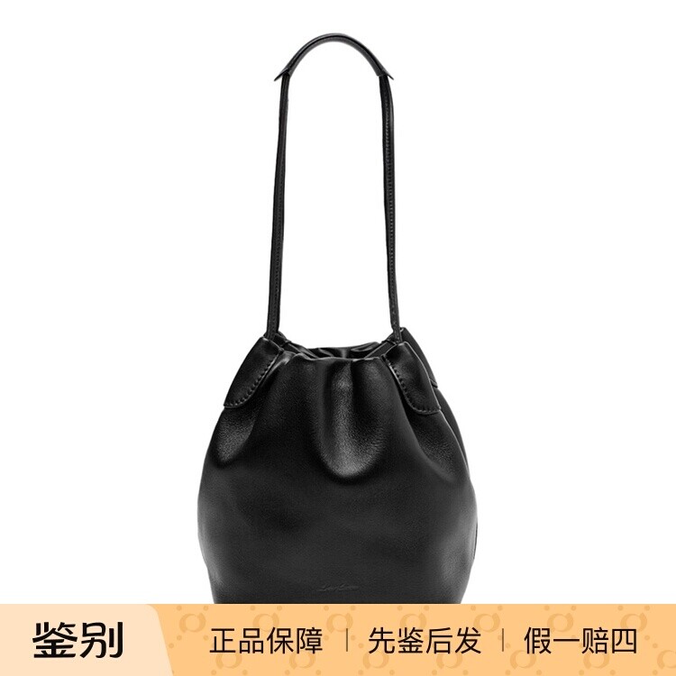 LoroPiana黑色单肩斜挎水桶包