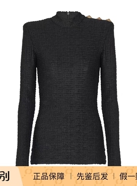 balmain巴尔曼26春夏黑色女士长袖针织衫正品代购GF1AR962JL420PA