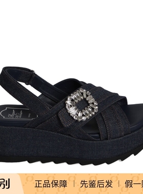 Roger Vivier 26春夏女士牛仔坡跟凉鞋正品代购RVW77544720EMNU82