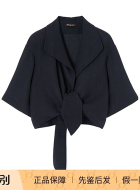 Loro Piana 25秋冬 深蓝色Janet女士短袖衬衫正品代购FAP7857W000