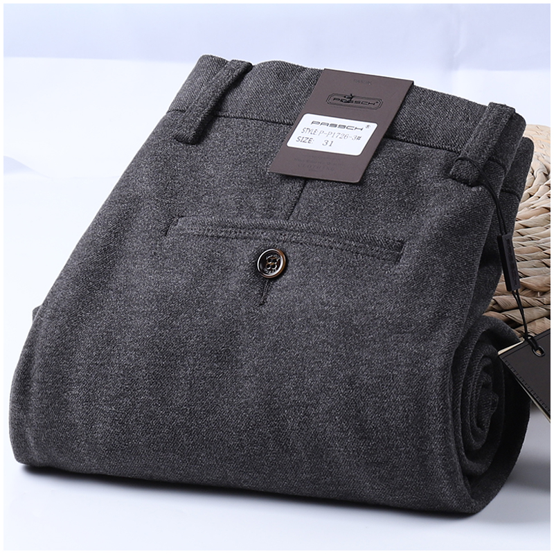 冬季新款高端奢华羊毛呢男士商务休闲裤磨毛保暖厚实直筒毛呢裤子