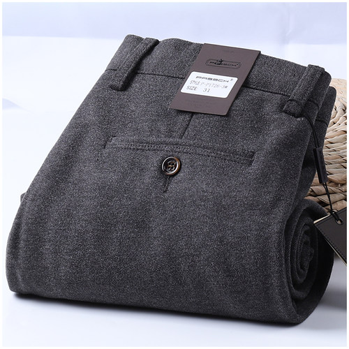 冬季新款高端奢华羊毛呢男士商务休闲裤磨毛保暖厚实直筒毛呢裤子