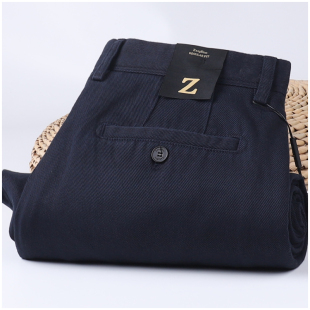 简约高档轻奢斜纹质感宽松直筒裤 休闲裤 子男 纯棉商务男士 秋冬厚款