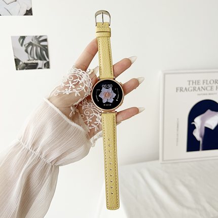 适用华为FIT手表gt5表带直身荔枝纹小牛皮GT3pro真皮Watch4女20mm