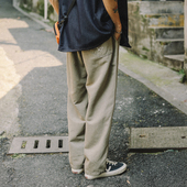 直筒宽松刺绣松紧腰长裤 兔先森2026夏季 男士 复古莱塞尔休闲裤 新款