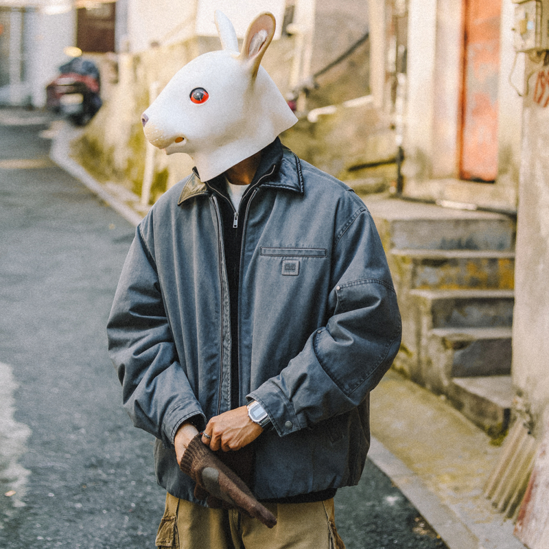 兔先森冬季白鸭绒翻领工装羽绒服