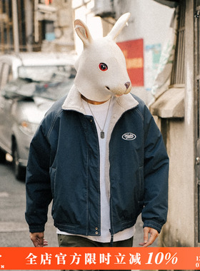 兔先森冬季复古户外休闲两面穿加绒加厚棉衣男装夹克保暖外套棉袄