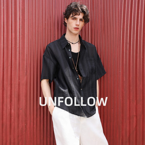UNFOLLOW莱赛尔混纺肌理感短袖衬衫夏季新款高级感寸衣宽松上衣潮