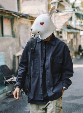 兔先森2026春秋日系复古纯色休闲长袖衬衫男百搭痞帅工装衬衣外套