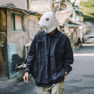 衬衣外套 男百搭痞帅工装 兔先森2026春秋日系复古纯色休闲长袖 衬衫