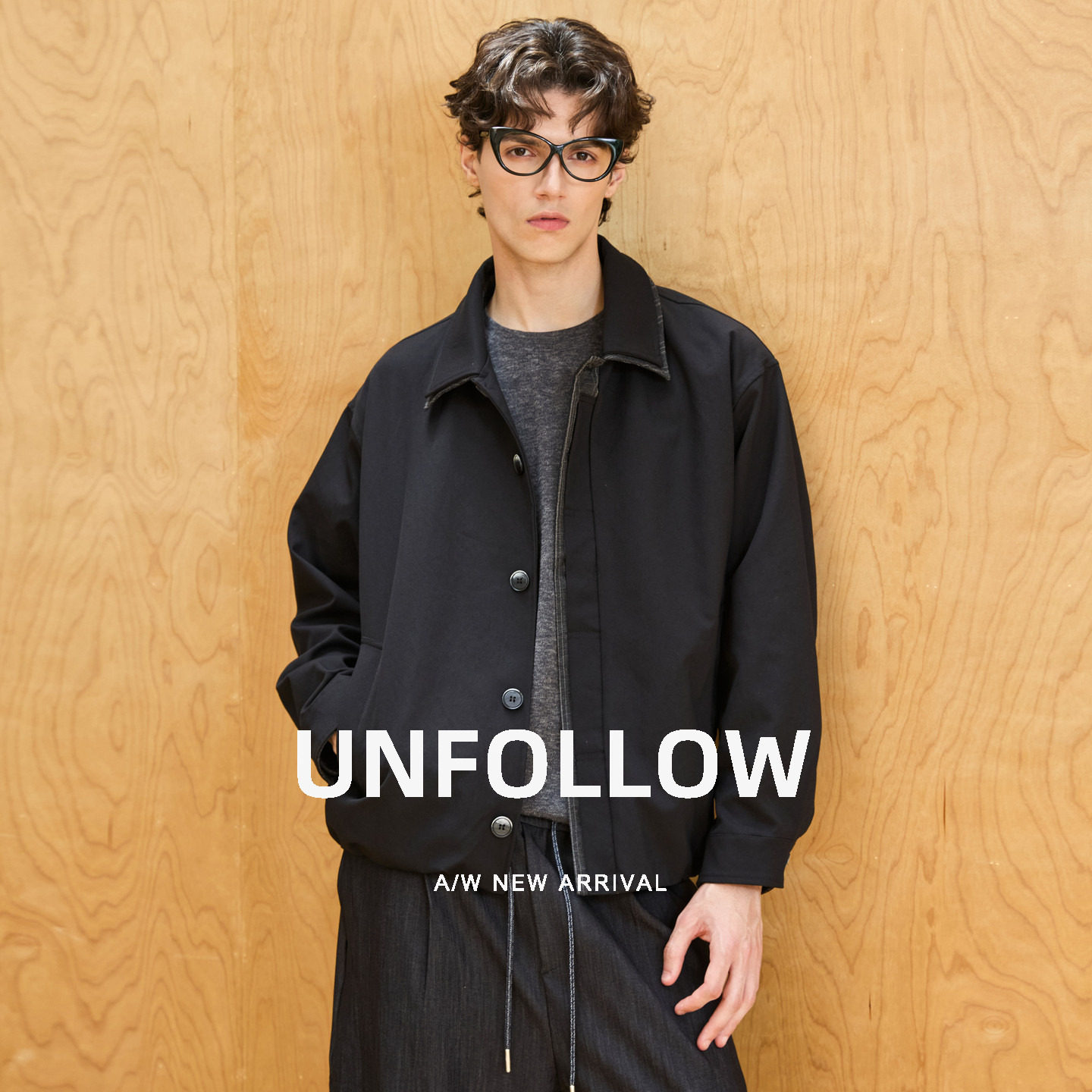 UNFOLLOW 复古假两件夹克男秋季新款高级感外套宽松休闲工装上衣