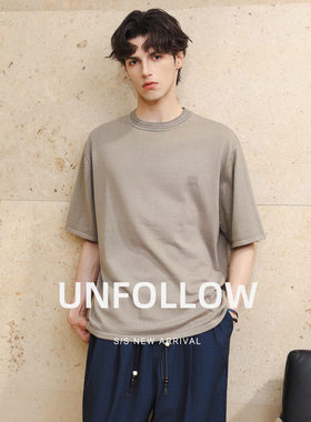 【清仓促销】UNFOLLOW绵羊毛桑蚕丝混纺短袖T恤男夏季半截袖体恤