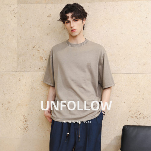 【清仓促销】UNFOLLOW绵羊毛桑蚕丝混纺短袖T恤男夏季半截袖体恤