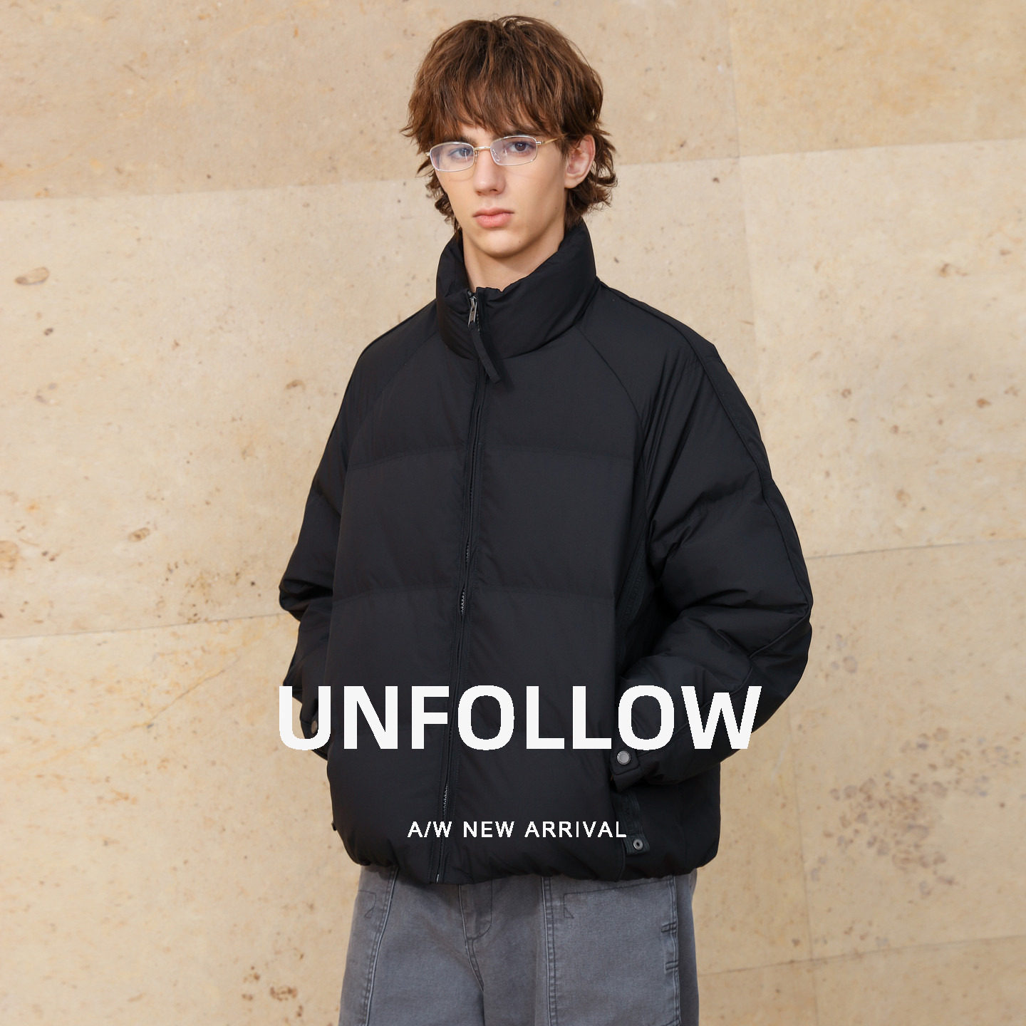 【90白鸭绒】UNFOLLOW立领羽绒服男冬季新款休闲外套宽松保暖上衣