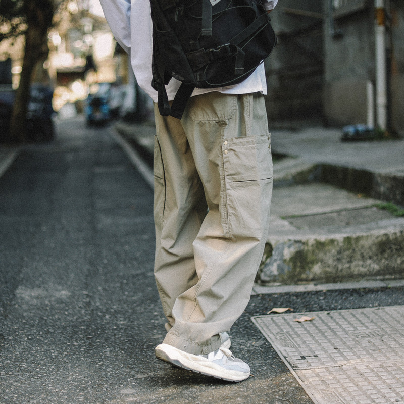 兔先森春秋款户外机能轻便直筒宽松休闲裤男潮流大口袋工装长裤子