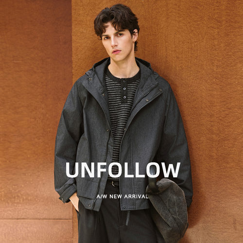 UNFOLLOW 工装连帽夹克男秋季新款高级感短款外套宽松休闲上衣潮