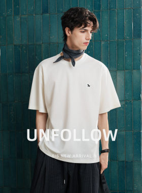 UNFOLLOW莱赛尔亚麻混纺短袖T恤男夏季新款半截袖体恤高级感上衣