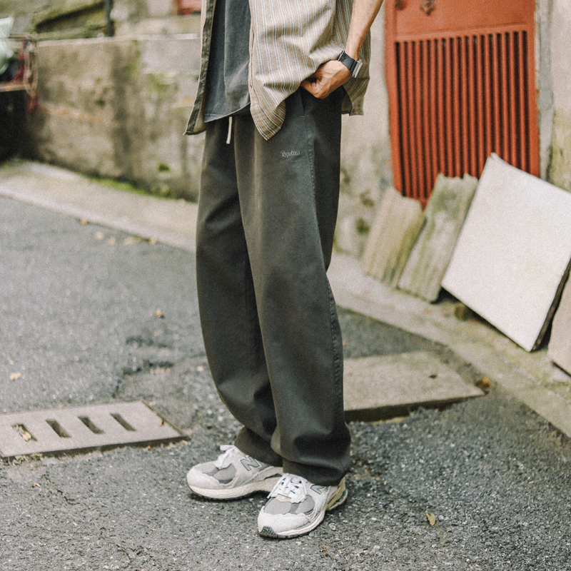 兔先森日系复古微锥直筒休闲裤