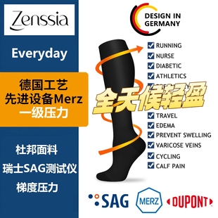 Zenssia德国工艺杜邦日常JK瘦腿压力袜网球袜压缩袜弹力袜子女
