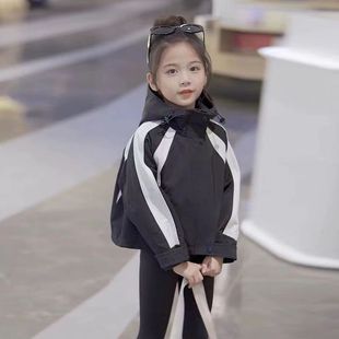 韓版 兒童洋氣風衣 防風上衣潮2023新款 女童沖鋒衣外套春秋女孩時尚