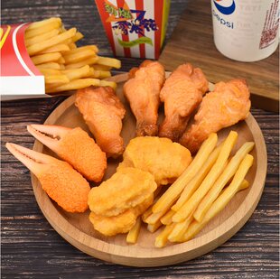 饰道具 仿真汉堡食物模型假薯条炸鸡腿儿童过家家玩具西餐鸡米花装