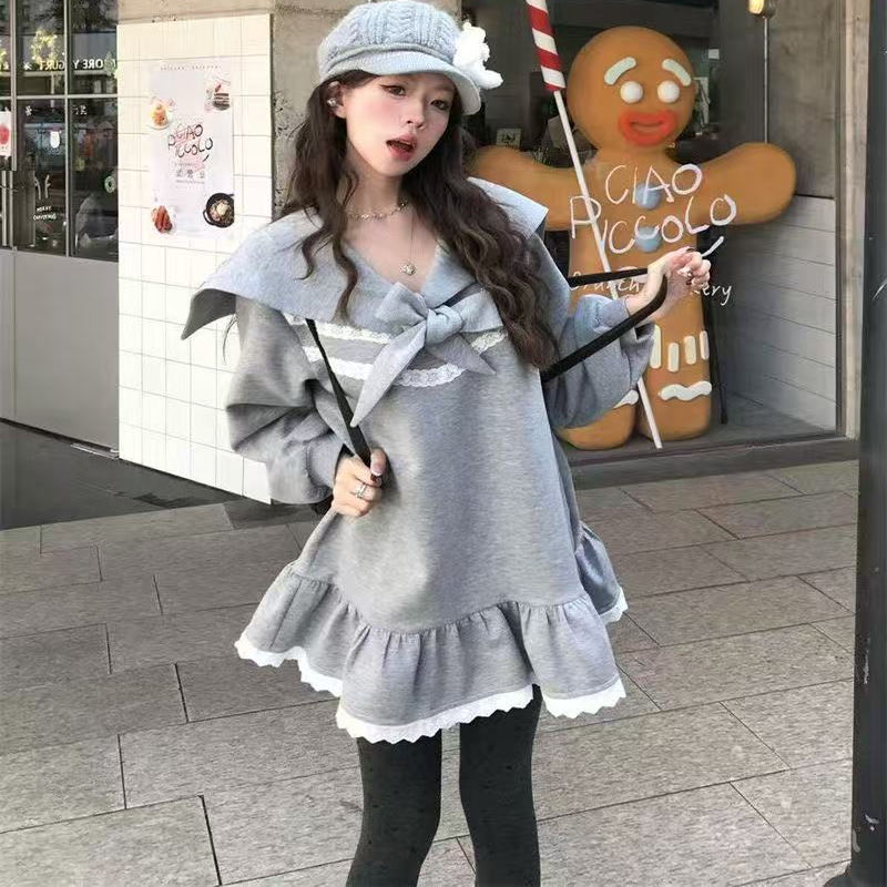 miu系穿搭甜美蝴蝶结连衣裙