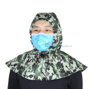 迷彩布防尘帽披肩帽加大防晒耐磨打磨搬运透气劳保牛仔薄款防护帽