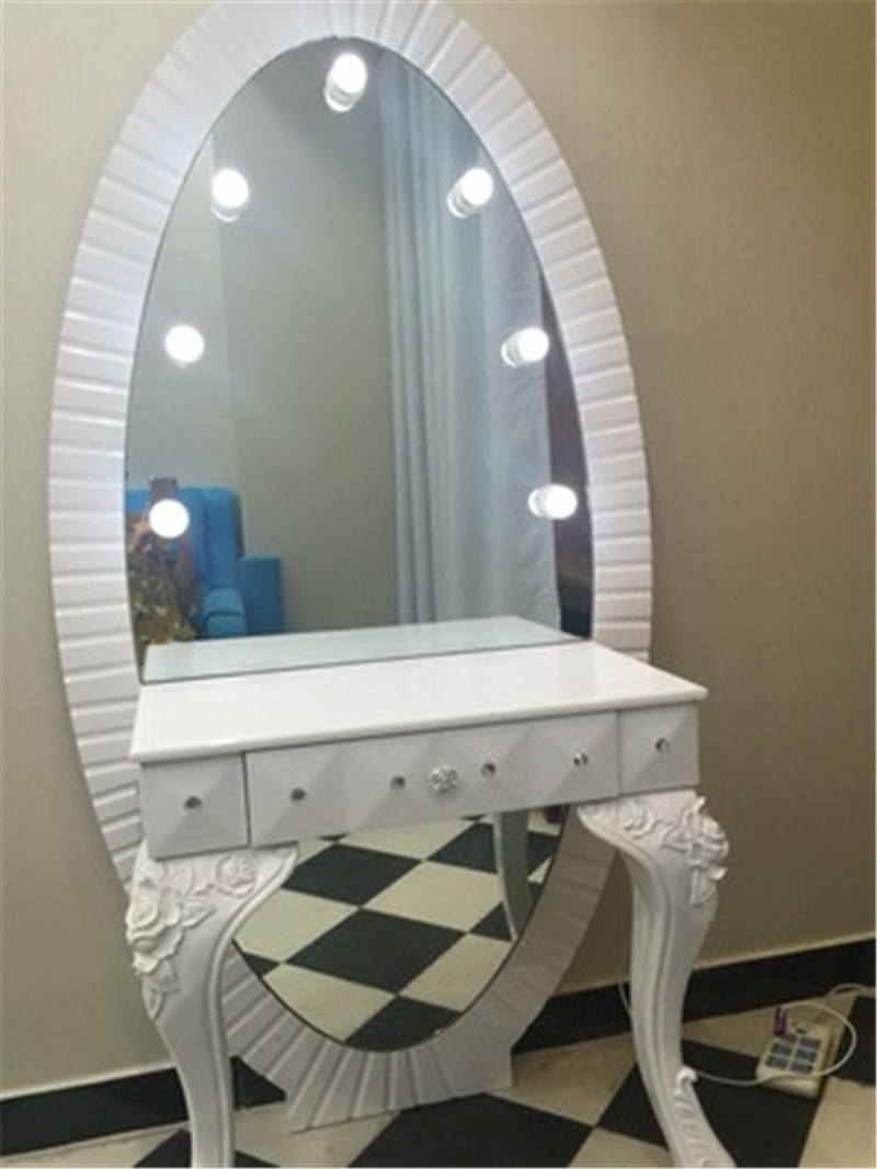 欧式影楼化妆台带灯设计经济型成人现代简约彩妆镜台婚纱店梳妆台