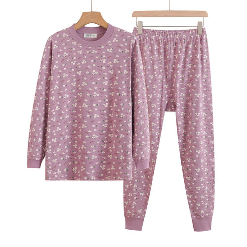 中老年宽松纯棉秋衣秋裤套装