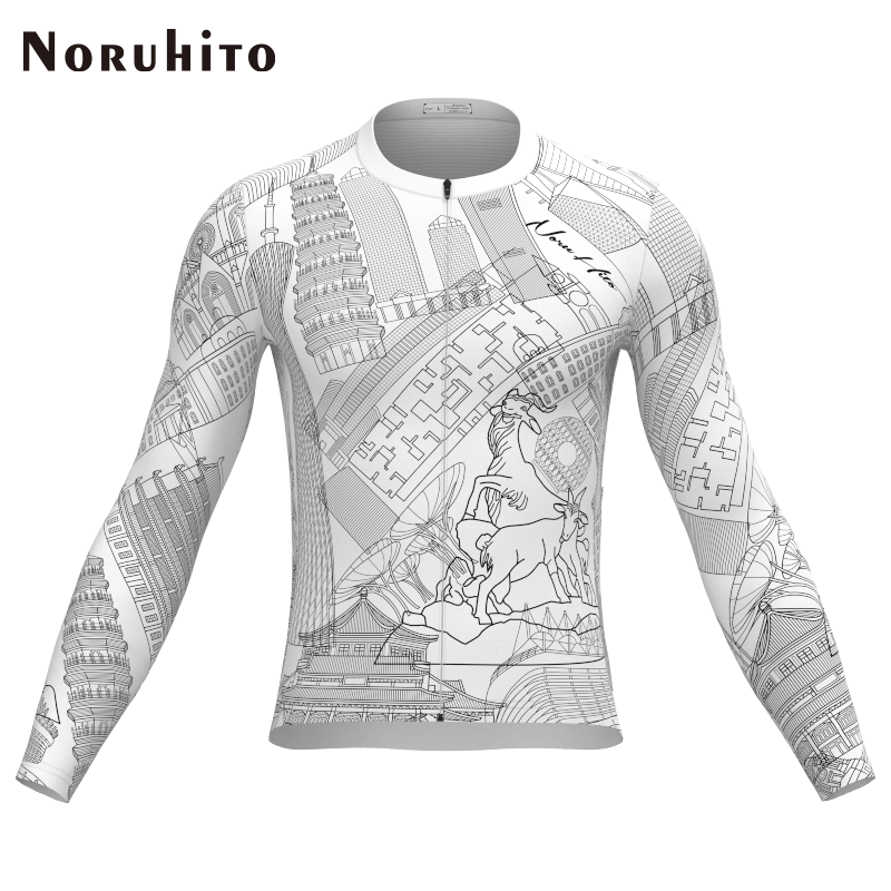 Noruhito新款广州长短袖骑行服超短紧身竞技公路自行车服男款圆袖