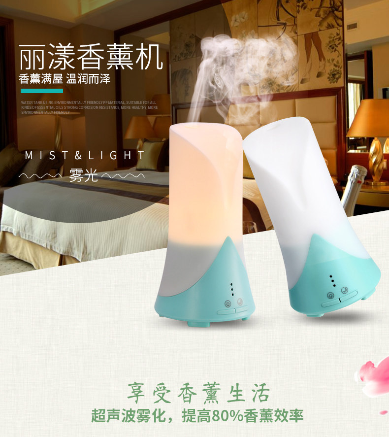 香薰加湿器USB迷你超声波香薰夜光灯创意空气净化器车载家用