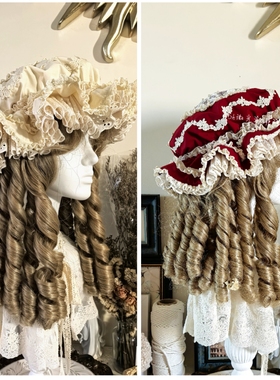 SH微光潋滟隐隐青原创复古蕾丝洛丽塔发带lolita服饰搭配棉布bb帽