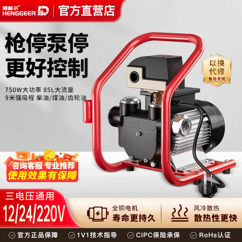 电动抽油泵12V24V220V伏通用柴油自动启停自吸加油机小型吸油神器