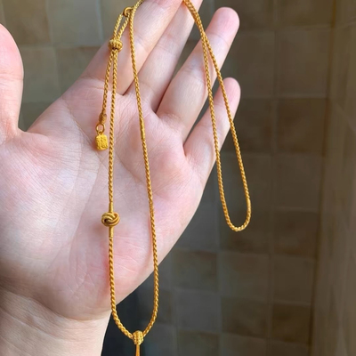 「招财纳福」镀18k金小福牌编绳项链绳可挂吊坠diy半成品万能项链