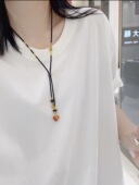 黑绳双联结盘龙柱无事牌吊坠挂绳黄金玉佩吊坠绳手工编织项链绳女