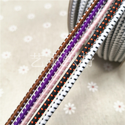 3MM粗彩色跳两点白橡筋绳2.5MM细撞色弹力绳服装辅料松紧丈根抽绳