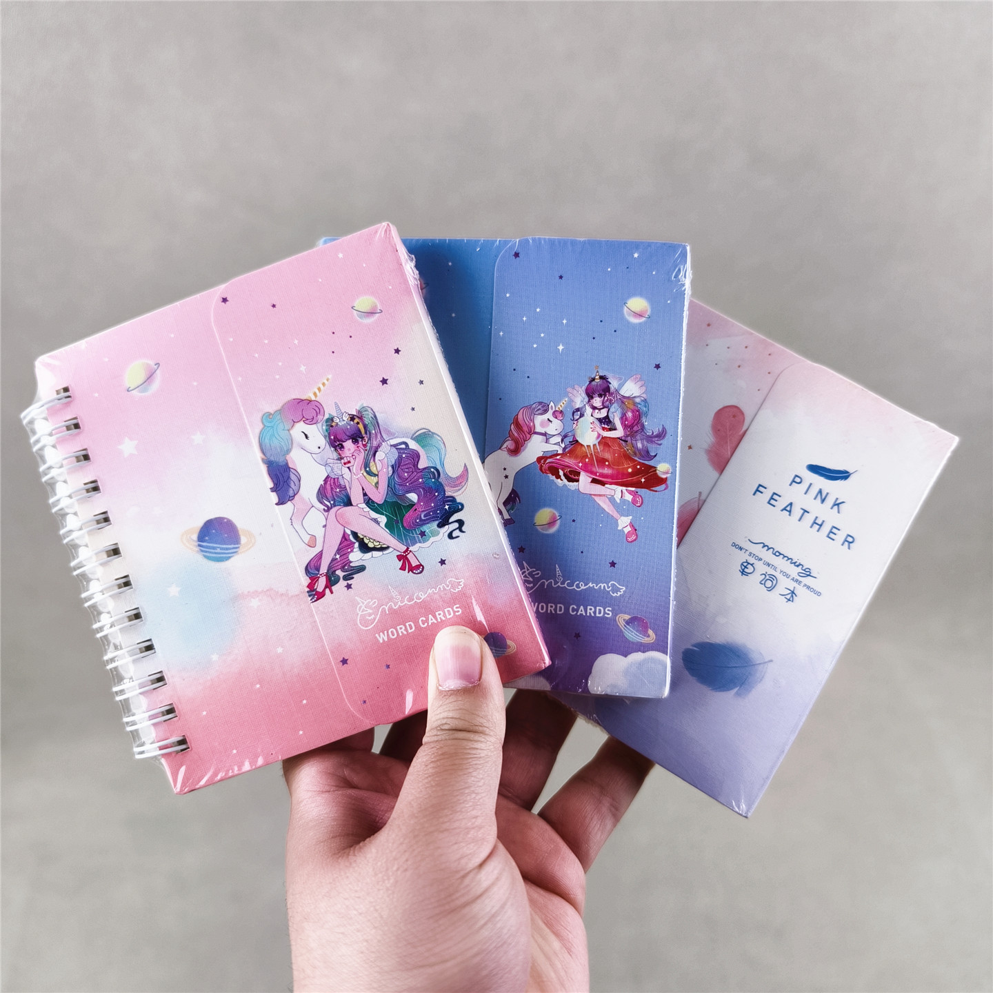孤品！库存样品！独角兽羽毛线圈单词本100张