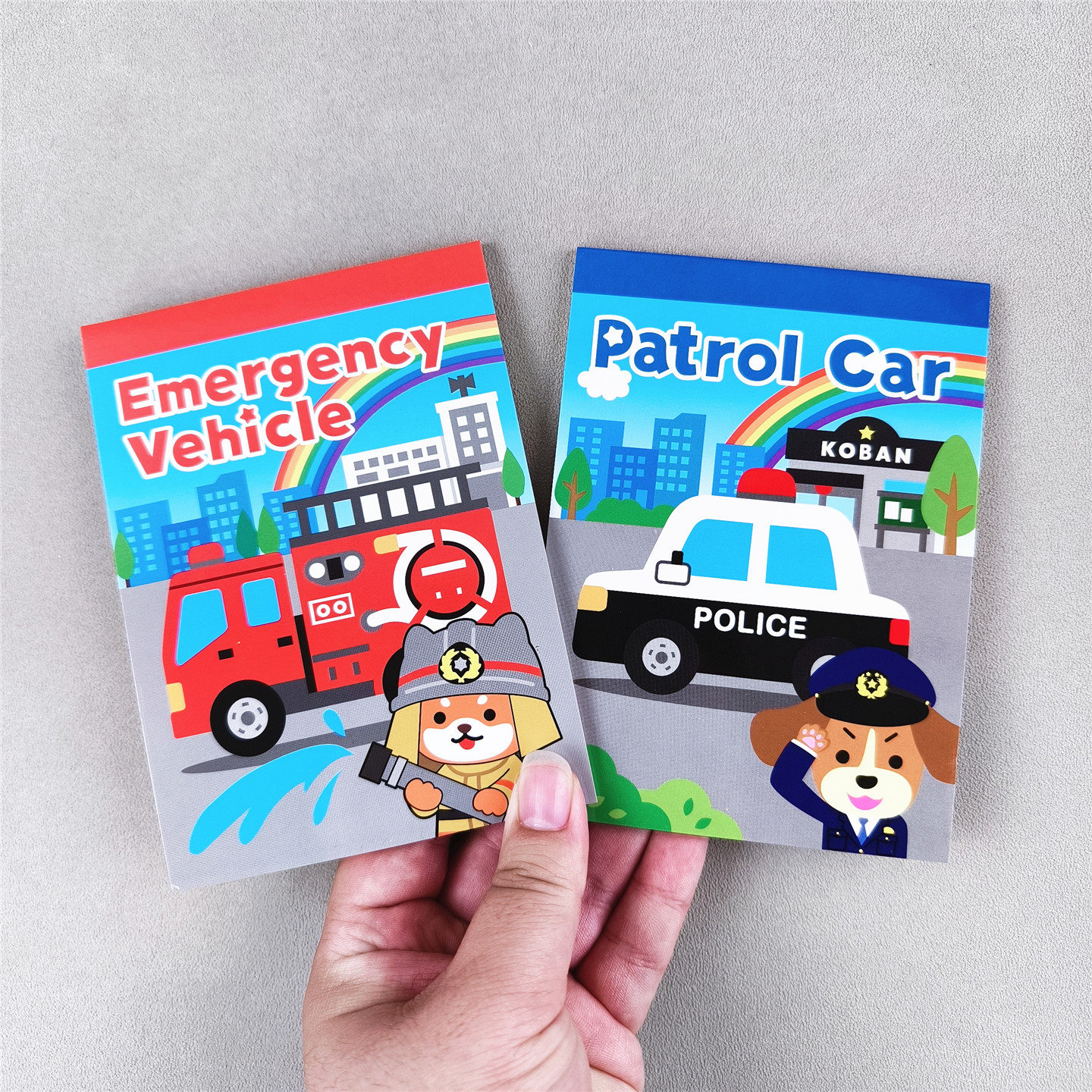 日单警车消防车带贴纸彩页迷你本小本子随身手帐本
