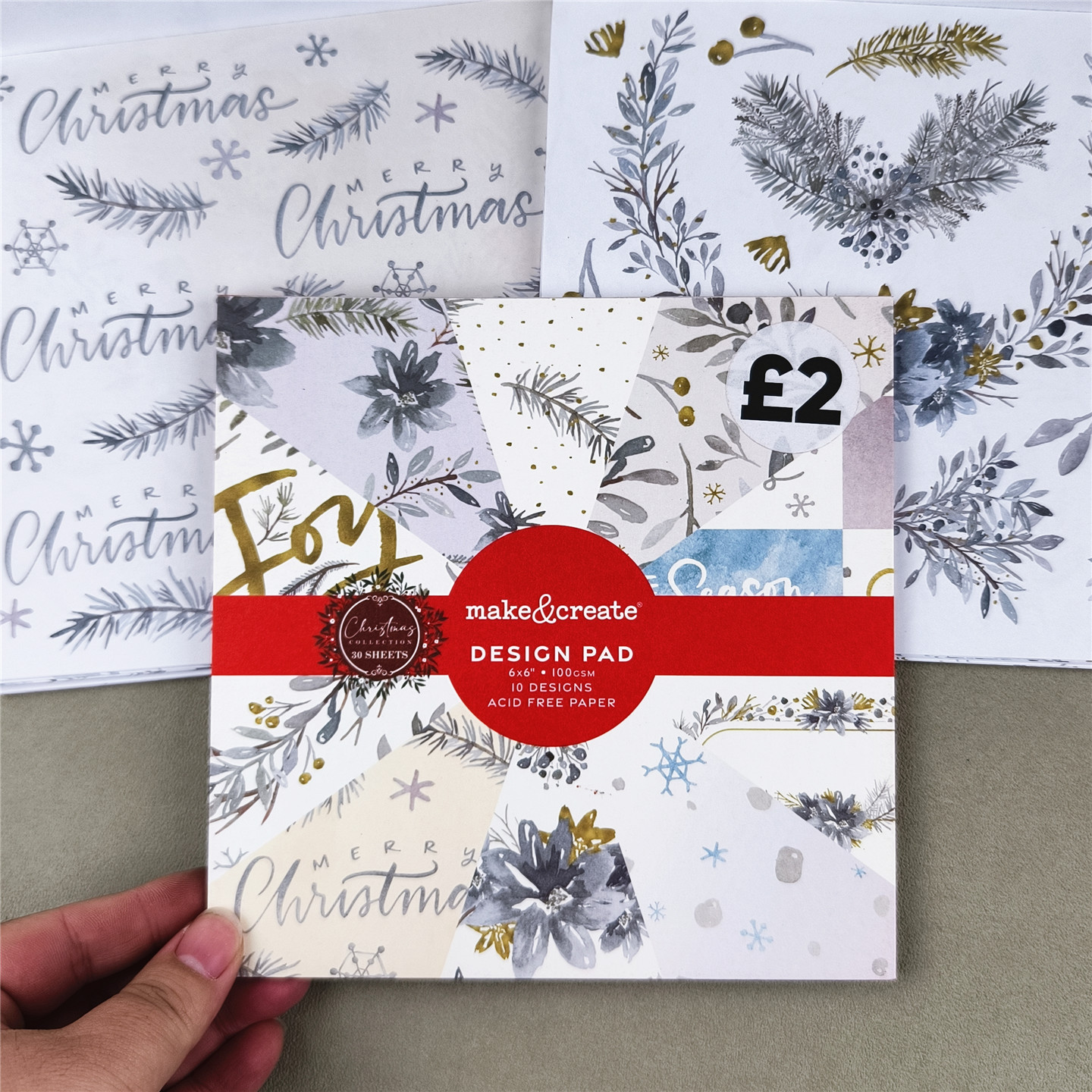 外单6寸方形圣诞主题风格手帐素材纸DIY相册剪纸15.2*15.2cm