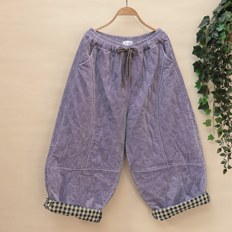 冬季新款灯芯绒阔腿裤菱格夹棉休闲垮裤大码女装宽松格子加厚棉裤,女装/女士精品,棉裤/羽绒裤,淘宝优惠券,粉丝福利购,淘宝优惠卷